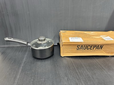 Kichly Soßenpfanne 14 cm 1 Quart Antihaft Kochtopf mit Glasdeckel Schwarz