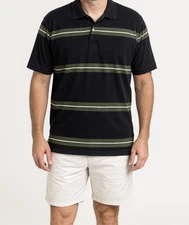 Cutter & Buck Men’s Polo Shirt Large L Blue White Stripe Performance Golf Casual