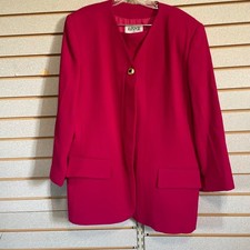 Kasper for ASL Women's Wool Skirt Suit Set Blazer Jacket Size 16 Magenta