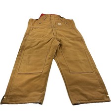 Carhartt Bib Overalls Mens 42x28 Brown Red Quilted Lining Insulated R38
