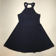 My Michelle Dress Juniors Size 15 Navy Sleeveless Lace Applique Fit & Flare