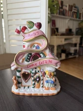 Blue Sky Clayworks Christmas Mom's Cookie Cottage House Tea Light Candle Holder