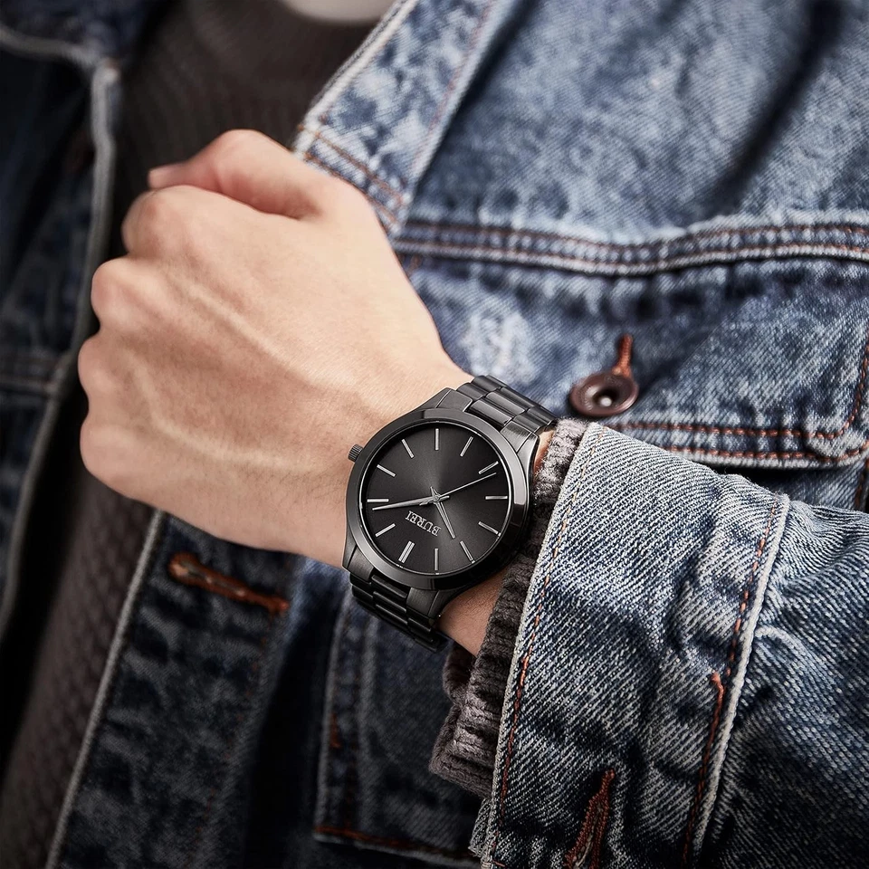 BUREI Hombres Relojes Moda Acero Inoxidable Analógico Cuarzo Negocios...  Foto 4 de 4