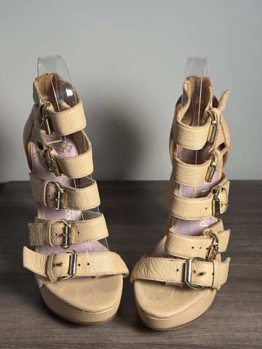 Vivienne Westwood Strappy Cage Sandals Nude Leather Platform High Heels EU 36