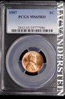 1957 Lincoln Wheat Cent-PCGS MS 65 RD Choice Gem BU No Reserve #SLL321