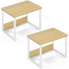 Desktop Printer Stand 2 Pack Printer Shelf for Desk Home/Office,Maple.