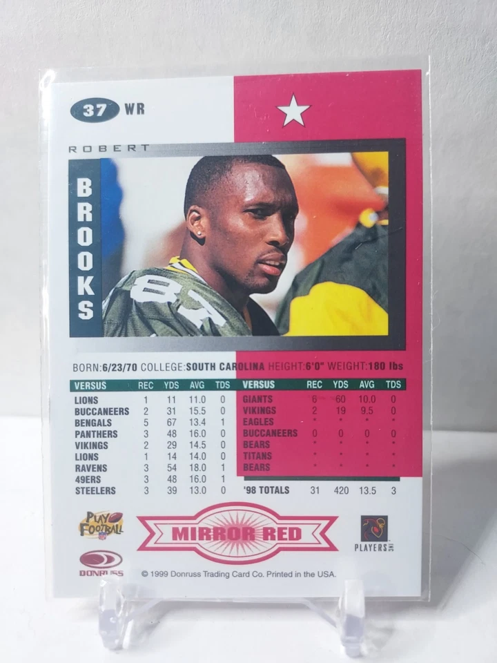 1999 Leaf Certified Mirror Red Robert Brooks #37 - Image 4 of 4