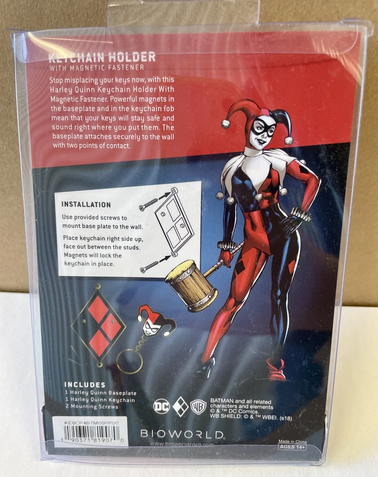 DC Comics Harley Quinn Keychain Key Holder w/ Magnetic Fastener Wall Mounted! - Image 2 of 2