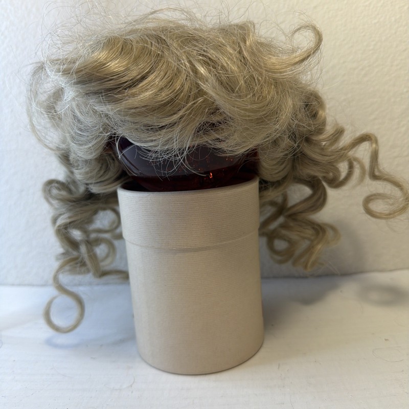 Doll Wig 15 16 Synthetic Mohair New Old Stock Cool Lt Blond Bangs Bows