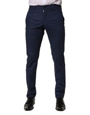 Dolce & Gabbana Dark Blue Wool Dress Formal Men's Pants Authentic