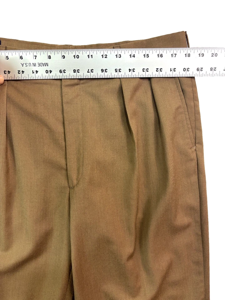 Calça social Lands End 36x30 vintage 100% lã EUA cintura alta plissada - Imagem 2 de 4