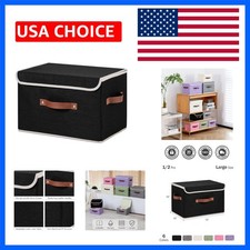 Storage Bins Box with Lids Decorative Cotton Linen Fabric Baskets Cubes with ...