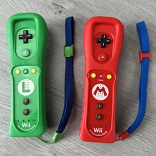 Luigi and Mario Nintendo Wii Motion Plus Remote Controllers OEM Tested & Working