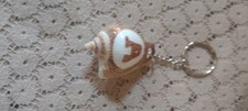 Natural Seashell Heart Keychain  Handmade Shell Key Ring  Beach Gift