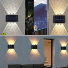 LED Solar Fence Lights Outdoor Dusk to Dawn Wall Light Garden Pathway Deck Lamp