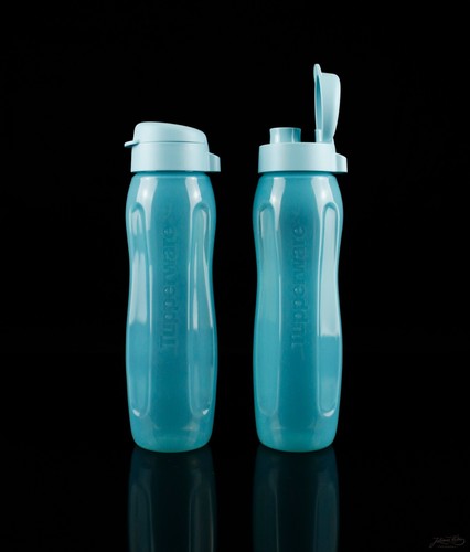 Tupperware EcoEasy 2 II Trinkflasche to go 2x 750ml Hellblau Trinkverschluss