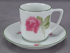 Rosenthal Bavaria Large Pink Roses & Green Demitasse Cup & Saucer Circa 1901