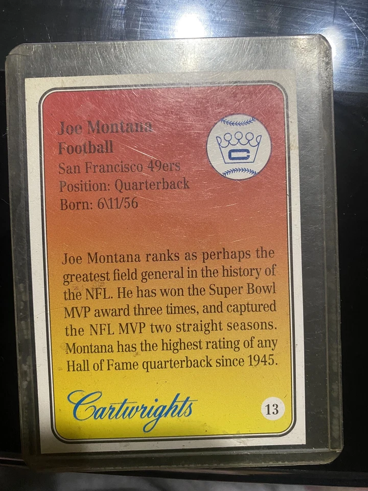 Tarjeta de novato Joe Montana Foto 2 de 2