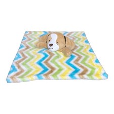 Little Miracles Lovey Baby Security Blanket Tag Long Zig Zag Chevron Puppy Dog