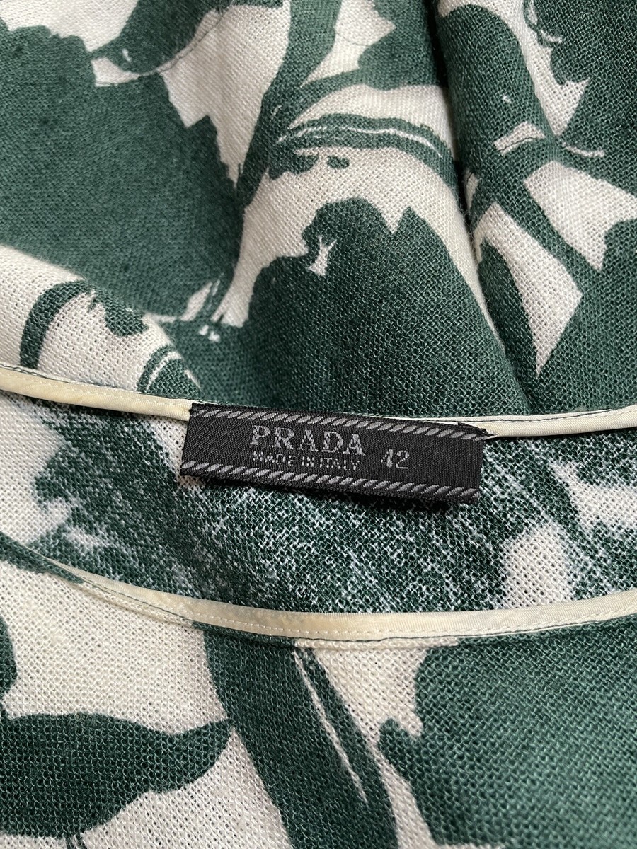 希少！【美品】PRADA ビンテージ スカート Prada Vintage Spring 2001 White Green Floral Print Circle