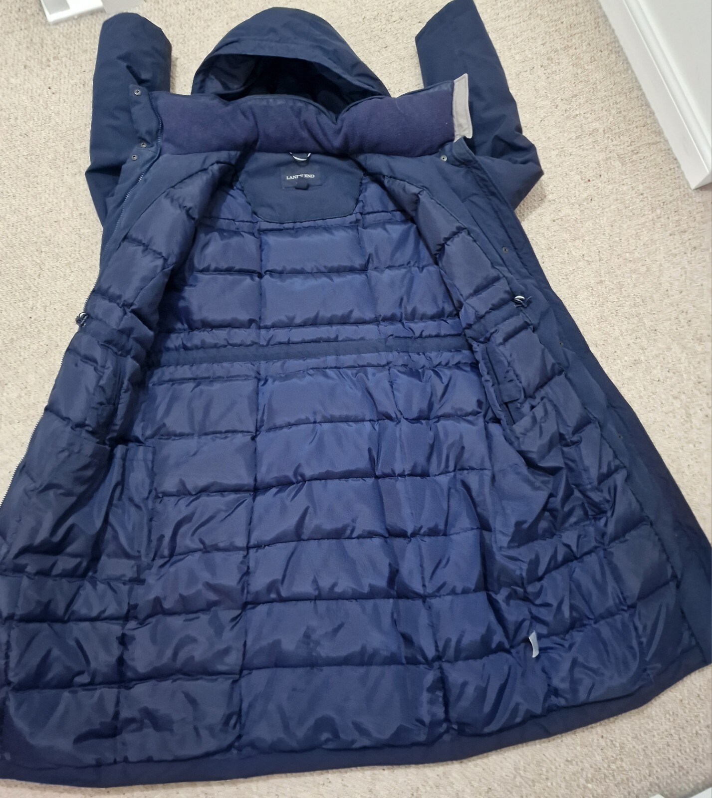 Lands' End Down Commuter Hooded Coat size XL Ladies Navy eBay