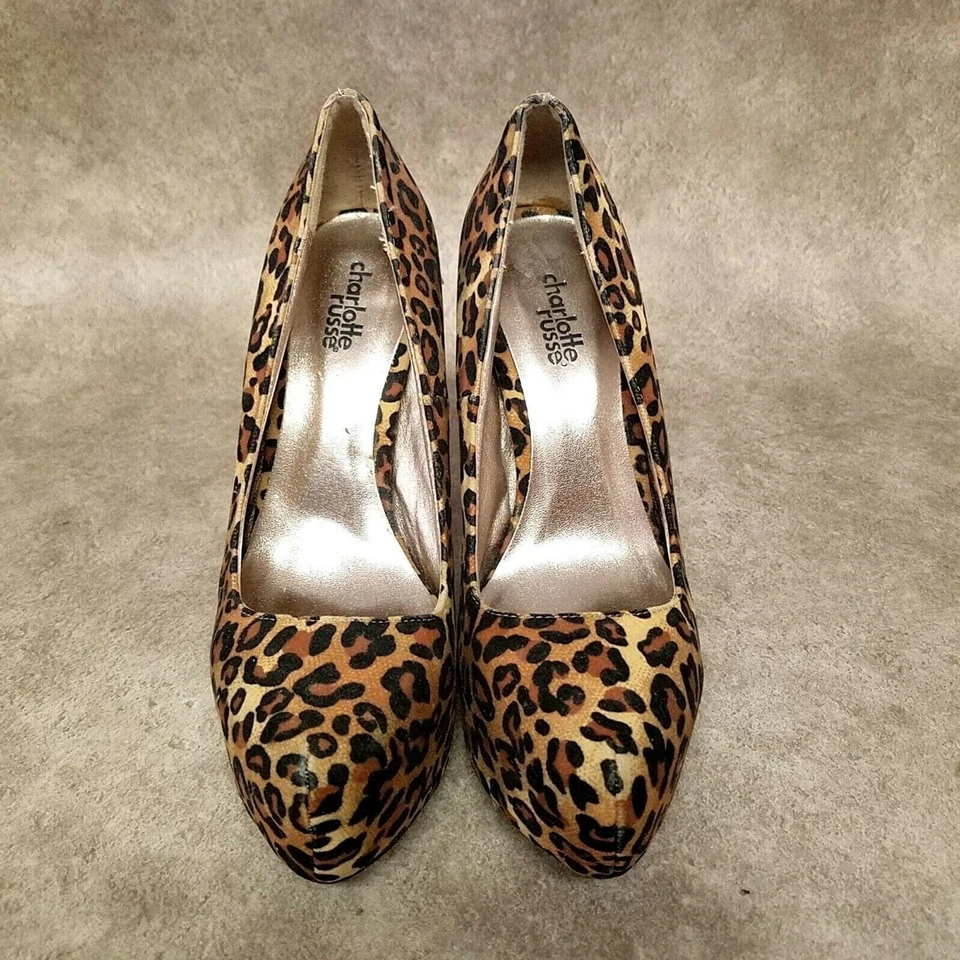 Charlotte Russe Womens 532B02 Size 7 Brown Slip On Cheetah Print Heel Platform - Image 2 of 4