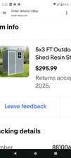 5x3 FT Outdoor Storage Shed 90 CuFT Plastic Resin Patio Tool House Lockable Door