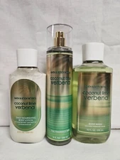 Bath and Body Works Coconut Lime Verbena Wash, Mist, Lotion 3 pc New