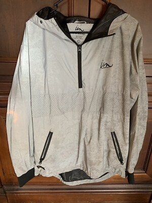 Men s Imperial Jacket Coat Quarter Zip W/ Hood Size L Grey  Reflective