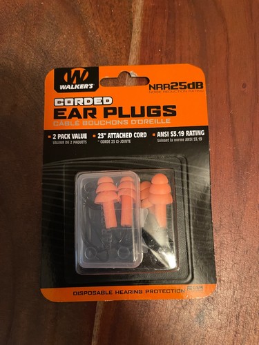 LOT of X4 packs Walker's Game Ear GWP-EPCORD Foam Ear Plugs 23" Cord & Case