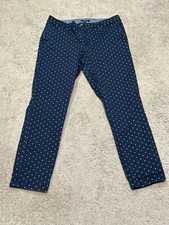 Tommy Hilfiger Womens Pants Size 10 Blue White Polka Dot Classic Tapered Leg