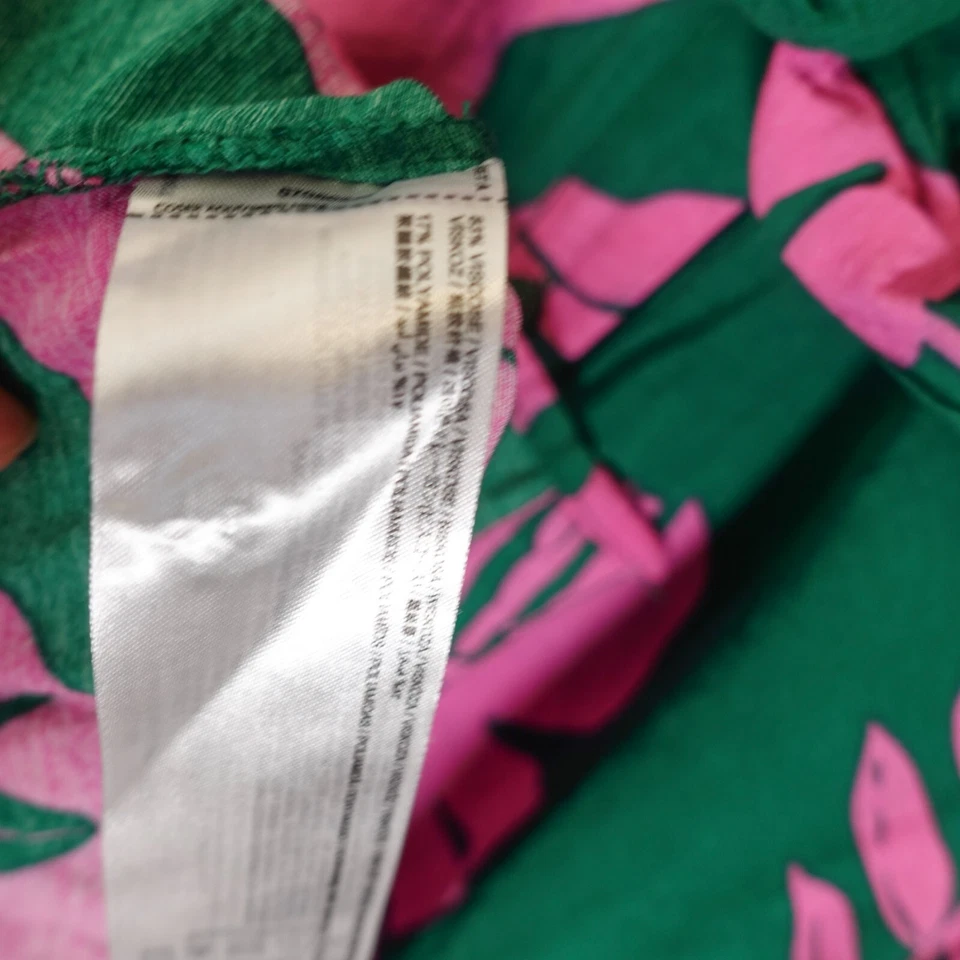 Vestido Tropical Mango XS Verde Tropical Mini Camisa Nudo Frontal Suave Niña Vacaciones Foto 4 de 4