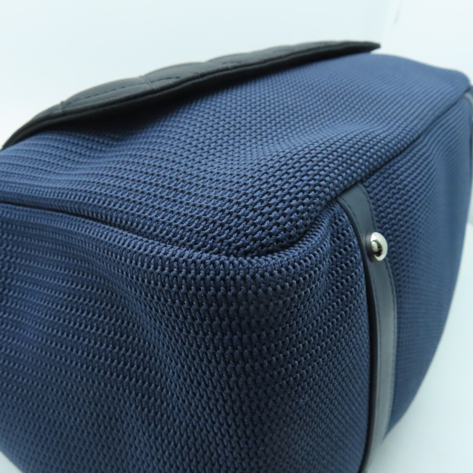 CHANEL Quilted CC SHW Handbag/Tote Bag Canvas Blu… - image 12