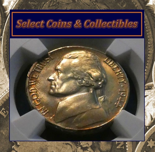 1944-S Jefferson Nickel NGC MS 64 Bisecting Die Crack & Lamination Errors! #1253