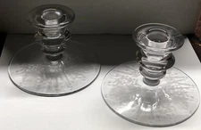 Beautiful Pair Of Etched Cambridge Glass Candlelight Pattern Candlesticks