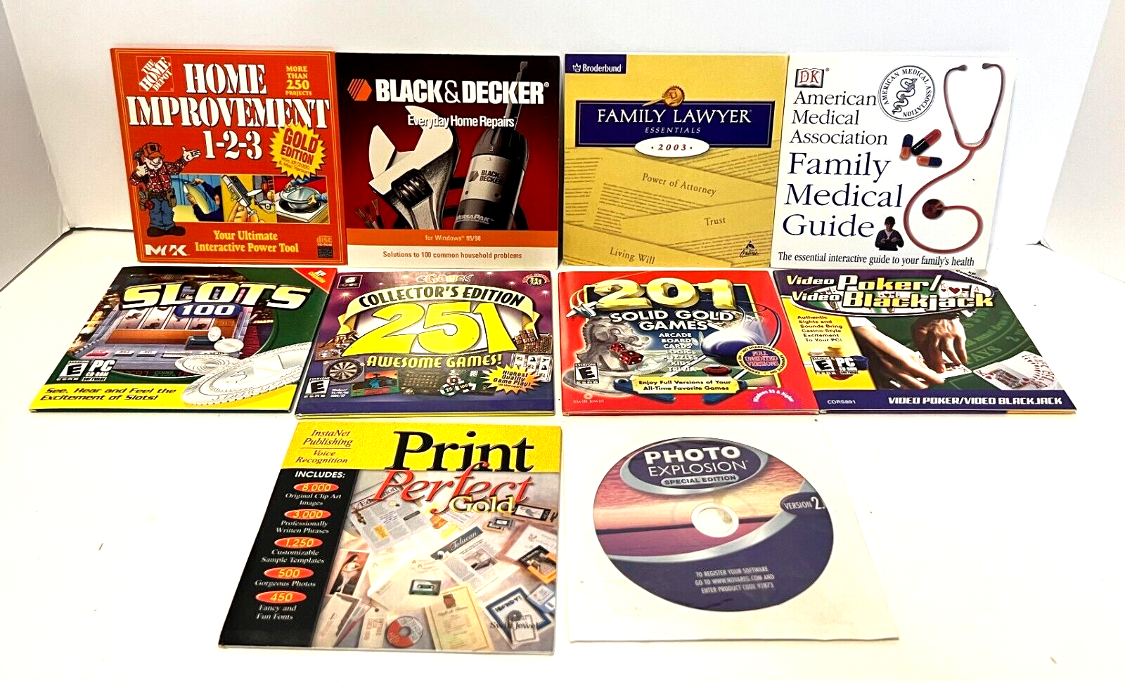 Lot of (10) Vintage PC Cd-Roms- Games, Crafts, Reference- See List ...