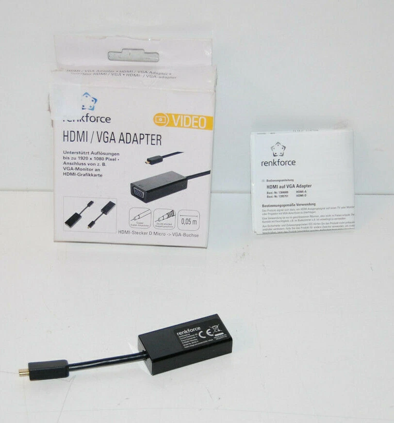 Renkforce HDMI / VGA Adapter [1x HDMI-Stecker D Micro - 1x VGA-Buchse] Schwarz 0 - Bild 4 von 4