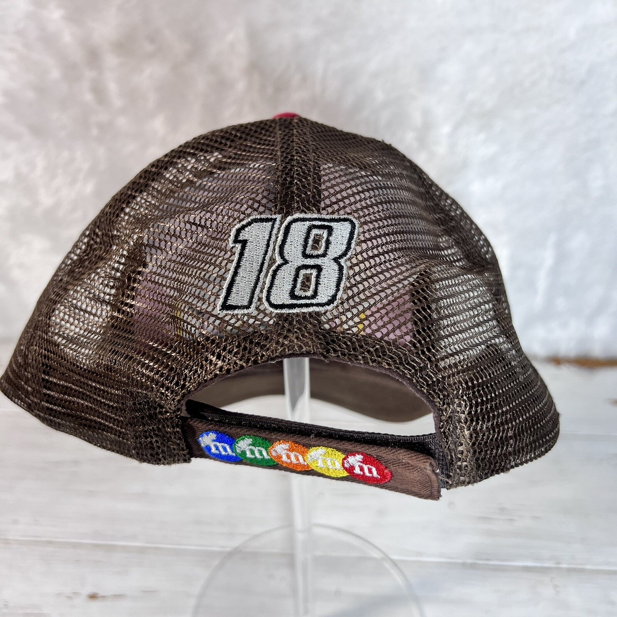M&M's Candy Racing Cap Kyle Busch 18 Mesh Trucker Snapback Hat Red