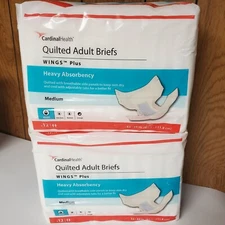 NEW 24 Cardinal Health Wings Plus Quilted Adult Briefs Medium Heavy 2 12 Diapers