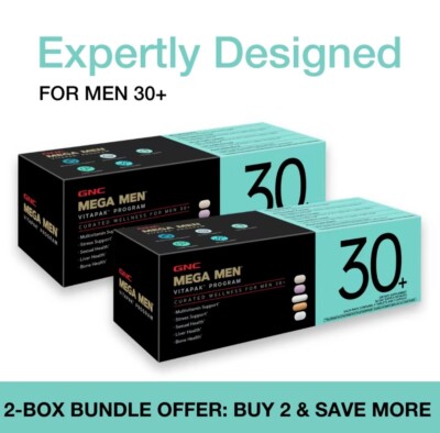 2-Box Bundle | GNC Mega Mens 30+ VitaPak | 5 in 1 | 30 Count | FREE SHIPPING