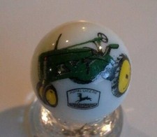 JohnDeere Old Tractor 1" Glass Logo Marble