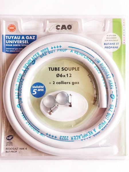 "Cao Camping Universal Butan Propan Gasschlauch Schlauch 1,5 M 1/4\" Weiß"-image