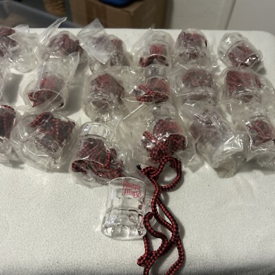 Set Of 19 Clear  And Red Whistle RUMPLE MINZE Shot Plast Mini Beer Stein Lanyard