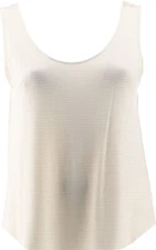 H Halston Mixed Media Tank STONE CHALK STRIPE M NEW (108)