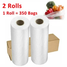 2 Rolls 12x20 Plastic Clear Produce Storage Bags On Roll Kitchen Fruits 350/Roll