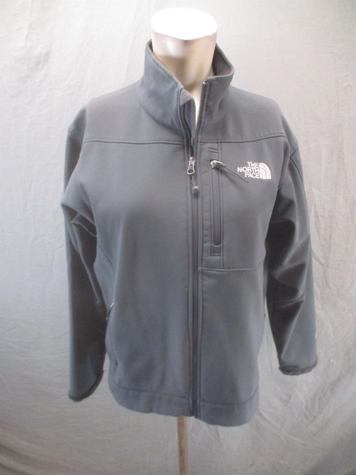 The North Face Size M Mens Gray Full Zip Windproof Fleece Softshell Jacket 109