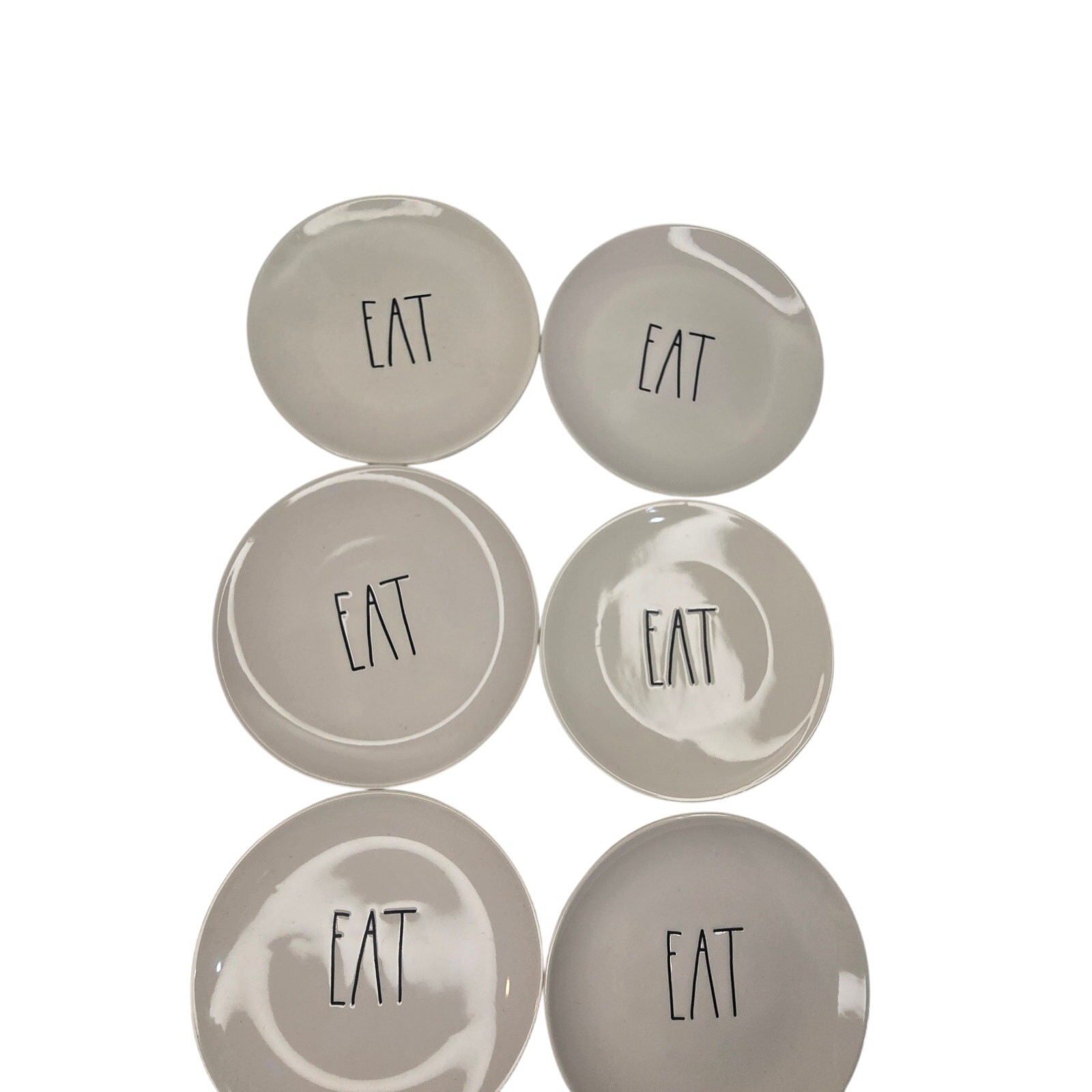 Rae Dunn By Magenta EAT Appetizer Plates Set Of 6 White Farmhouse Dessert Snacks