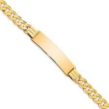 14k Yellow Gold Polished Solid Plate Curb Link Chain 37x9mm Plate ID Bracelet 7"