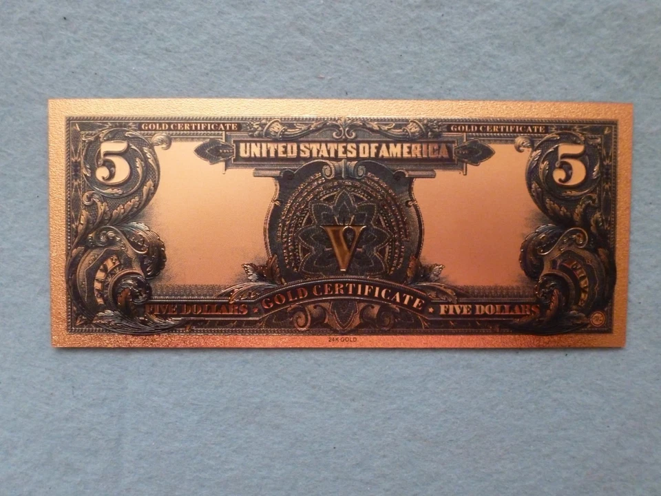 Silver Certificate series,999 Gold leaf-colored 5 Dollars -CHEF - Image 2 of 2