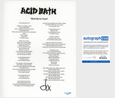 Dax Riggs 'Acid Bath' Band Signed Lyric Sheet 'Bleed Me An Ocean' ACOA